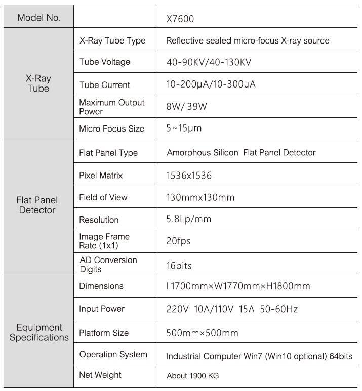 מכונת בדיקה רנטגן X7600 מכונת בדיקה רנטגן X7600