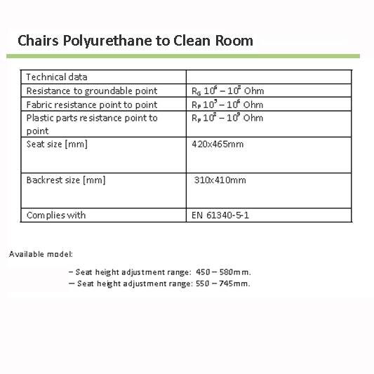 כיסא אנטי סטטי לחדר נקי Polyurethane – תמונה 3